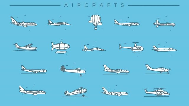 Aircraft line icons on the alpha channel.