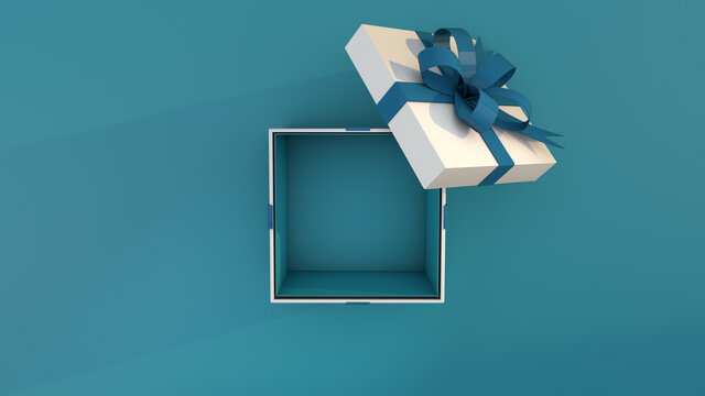 cyber monday out of the white gift box light blue color. 3D Render