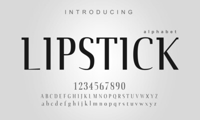 Lipstick Elegant alphabet letters font and number. Classic Lettering Minimal Fashion Designs.