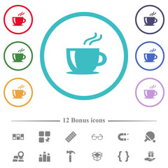 Cappuccino flat color icons in circle shape outlines