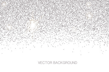 Sparkling falling silver dust.Vector horizontal background with glitter and space for text.