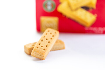 Shortbread cookies. Traditional Scottish biscuits isolated on white background