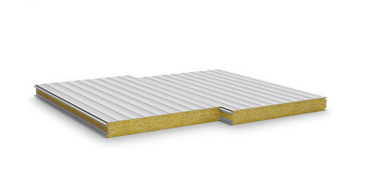 Aluminum composite panel with mineral wool filling. 3D rendering