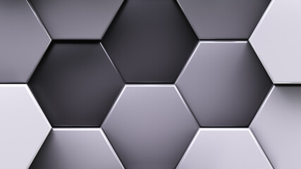 Beautiful laconic background. Hexagonal cells. Shades of gray.