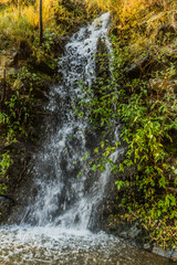 Fototapeta na wymiar A roadside waterfall in Himachal