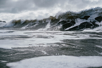 waves crashing on rocks