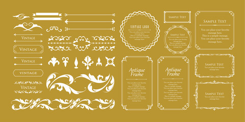 クリスマスのフレームセット、リースのデザイン、オーナメントや装飾デザイン