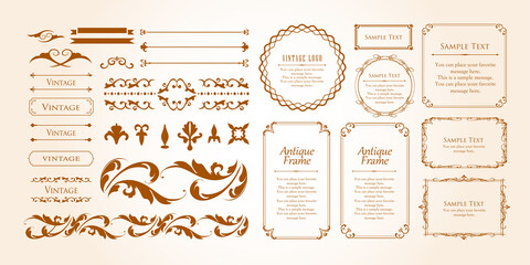 クリスマスのフレームセット、リースのデザイン、オーナメントや装飾デザイン