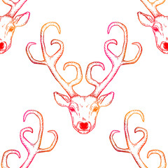 Seamless pattern with deer heads