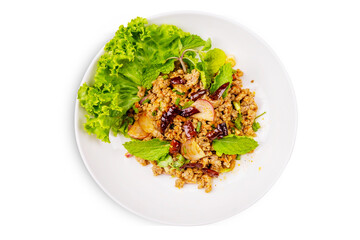 Spicy minced pork salad Thai food