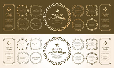 クリスマスのフレームセット、リースのデザイン、オーナメントや装飾デザイン