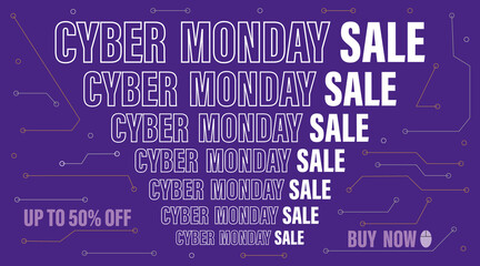 Cyber Monday Sale banner vector illustration.Abstract banner,purple background.Graphics element for banner, poster.