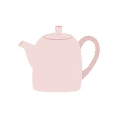 Teapot in a modern, flat style, the concept of comfort, hugge. Vector hand-drawn illustration.