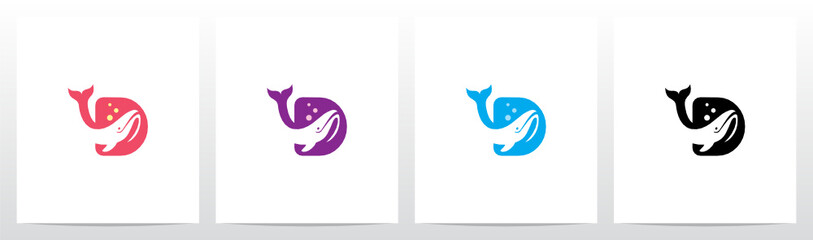 Whale Diving On Letter Logo Design D
