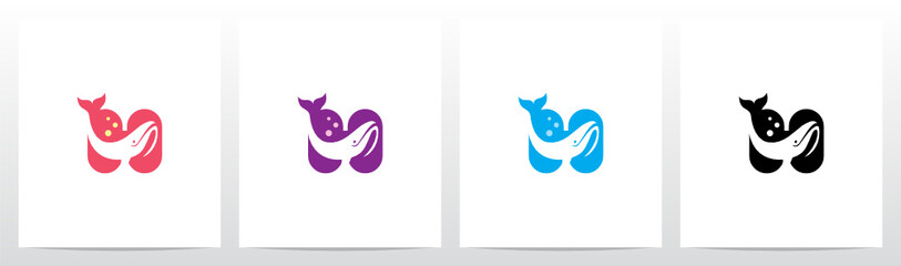Obraz na płótnie Canvas Whale Diving On Letter Logo Design H