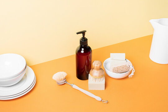 Modern eco-friendly kitchen washing dishes utensils