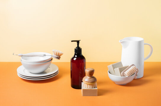 Modern eco-friendly kitchen washing dishes utensils