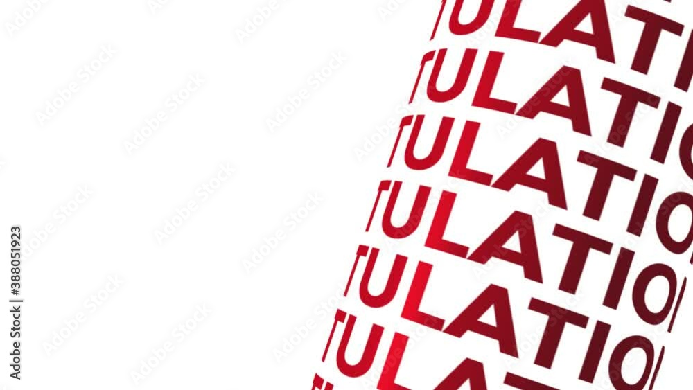 Poster congratulations red color 3d text cylinder kinetic looping motion