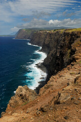 Fototapeta na wymiar Portrait of north coast Molokai highest sea cliffs in the world