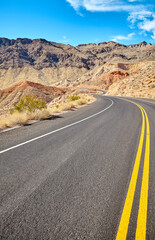 Fototapeta na wymiar Scenic road in Valley of Fire State Park, Nevada, USA.
