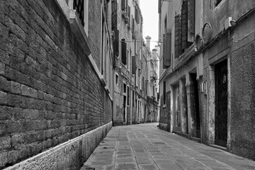 Perspective of empty street in Venice