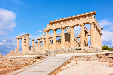 Fototapeta na wymiar Ancient temple of Aphaea, landmark of Aegina