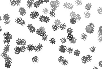Light Silver, Gray vector texture with colored snowflakes.