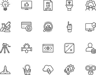 technology vector icon set such as: plumber, comment, professional, pc, climate, account, film, developer, walkie-talkie, ship, protect, genius, hardware, diagram, develop, retro, living, monitoring