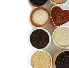 rice assortment isolated on white backrgound