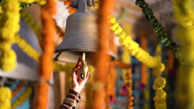 Diwali Festival Decoration | Indian Festival Decorative Background - Ringing bells Closeup | Colorful Hindu Festival  Backgrounds