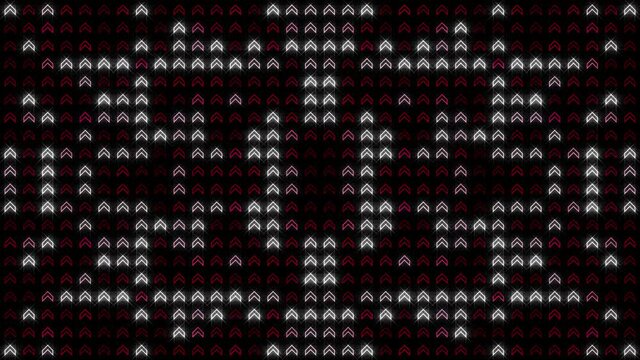 Glowing background with red-white glittering geometric shapes.