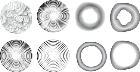 Flow Lines . Vector Illustration .Technology rounded Logo . Design element . Abstract Geometric shape . Striped border 