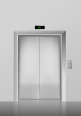 Template of elevator with closed door realistic vector illustration isolated.