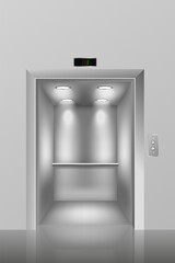 Template of elevator or lift empty cabin, realistic vector illustration.