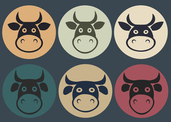 Obraz premium Logos of funny cows in the set.