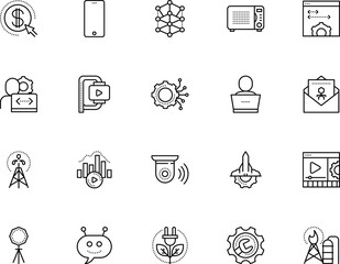 Fototapeta premium technology vector icon set such as: combining, idea, analyzing, etl, automation, online business, company, sheet, archive, front-end, flash, male, worker, clip, chat, online job, technical, email