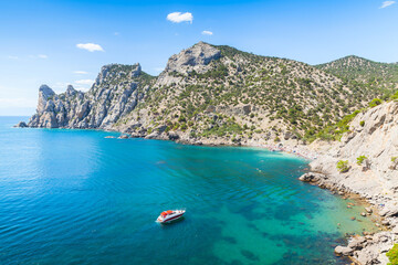 Cape Kapchik, Crimean landscape. Black Sea coast - obrazy, fototapety, plakaty