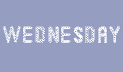 Weekday wednesday isolated for design, diary, organizer, white ornament vector stock illustration with day of the week