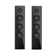 Home cinema modern audio speakers, realistic vector illustration isolated