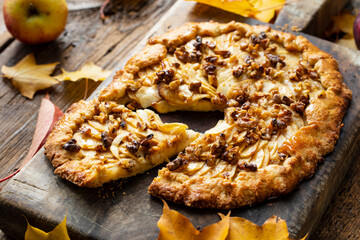 Apple and walnut shortcrust pastry pie