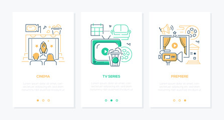 Cinema - vector line design style web banners