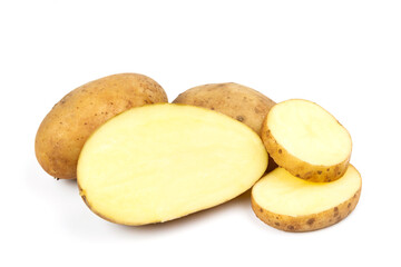 Raw potato isolated on white background.