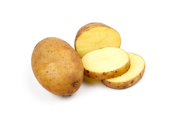 Raw potato isolated on white background.