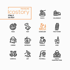 Italy - modern line design style icons set