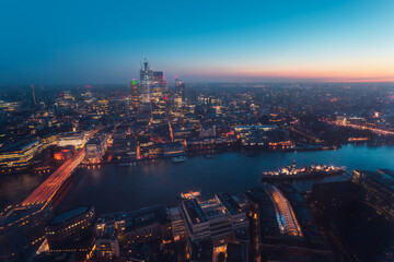 London city area skyline, UK