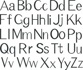 Printed letters of the english alphabet.