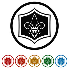 Fleur de lis ornament ring icon, color set © sljubisa