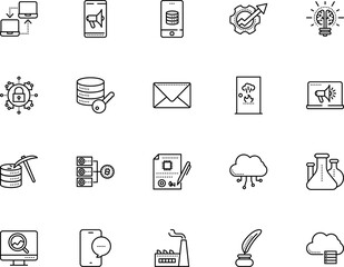 Fototapeta premium technology vector icon set such as: creativity, analysis, biology, human, cyber, infrastructure, newsletter, gold, bulb, clock, household, liquid, postal, set, laptop, correspondence, cell