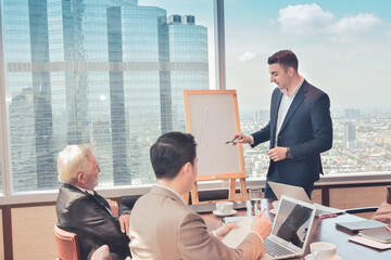 Businesspeople meeting in office teamwork discussing marketing project