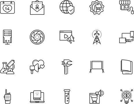 technology vector icon set such as: brain, mockup, sale, file, circle, school, chip, chat, photo, micrometer, storage, secure, card, video, channel, resource, button, buy, platform, global, focus